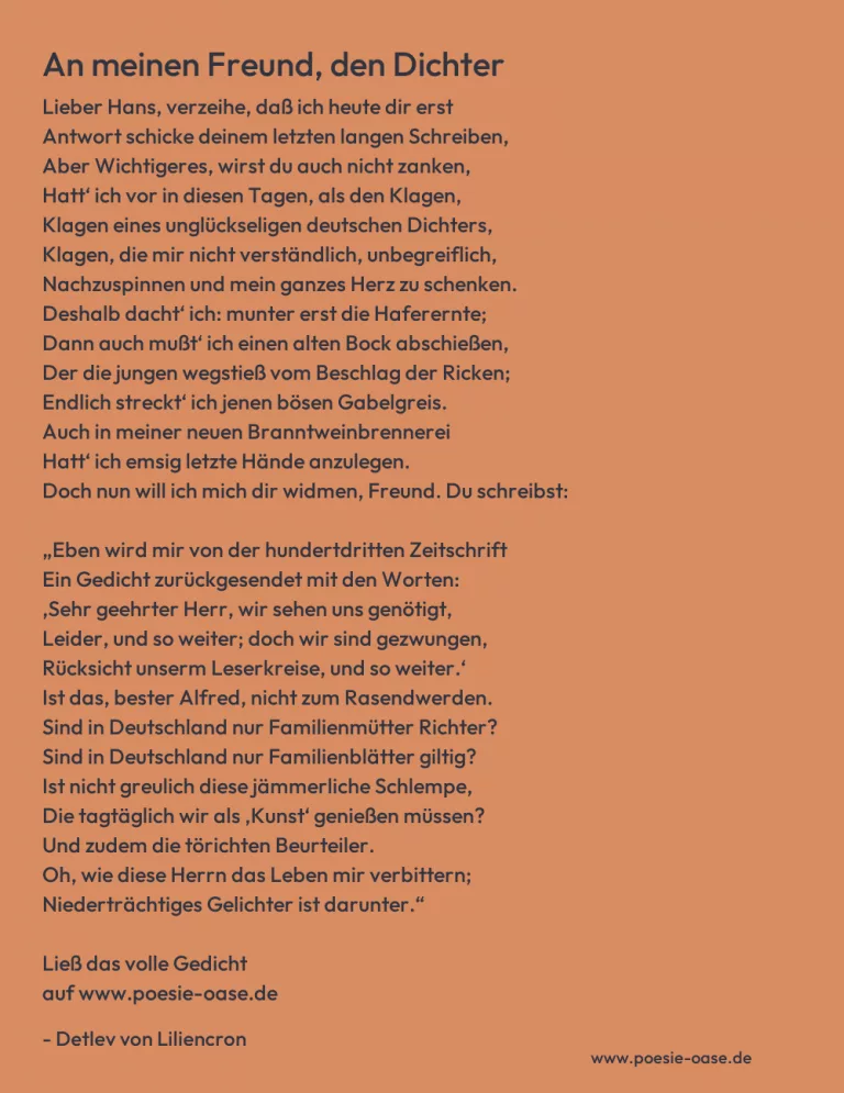 An meinen Freund, den Dichter