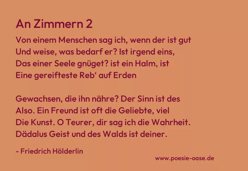 Gedicht: An Zimmern 2 von Friedrich Hölderlin