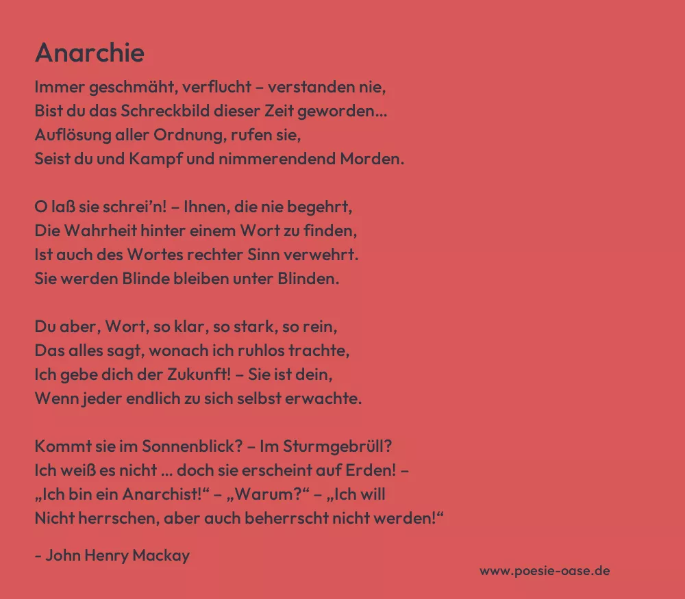 Gedicht: Anarchie von John Henry Mackay