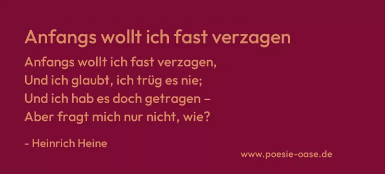 Anfangs wollt ich fast verzagen