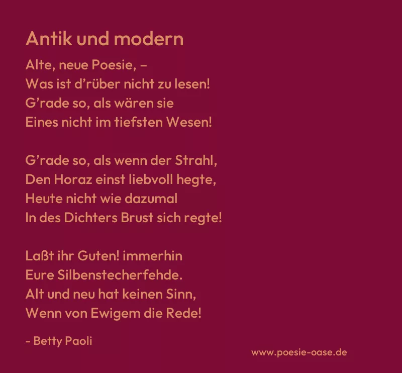 Gedicht: Antik und modern von Betty Paoli