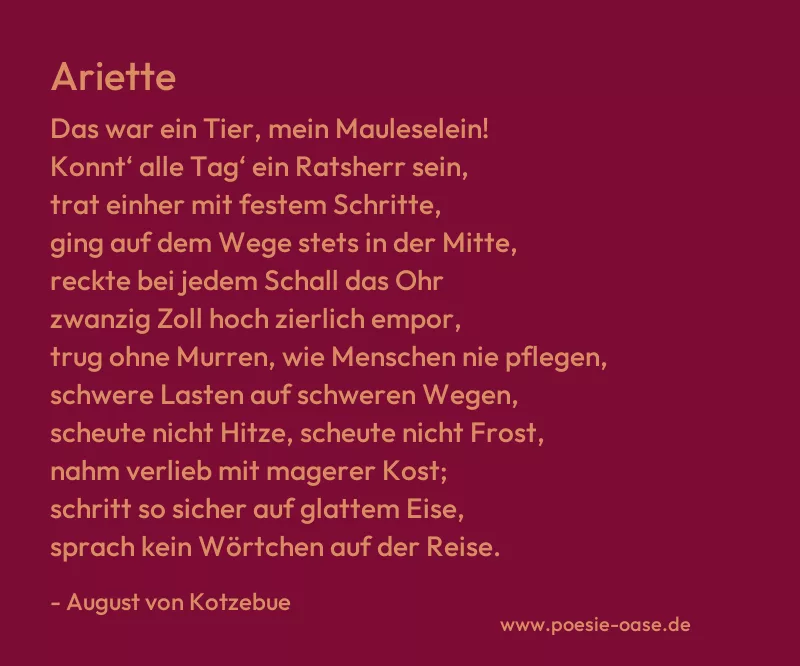 Gedicht: Ariette von August von Kotzebue
