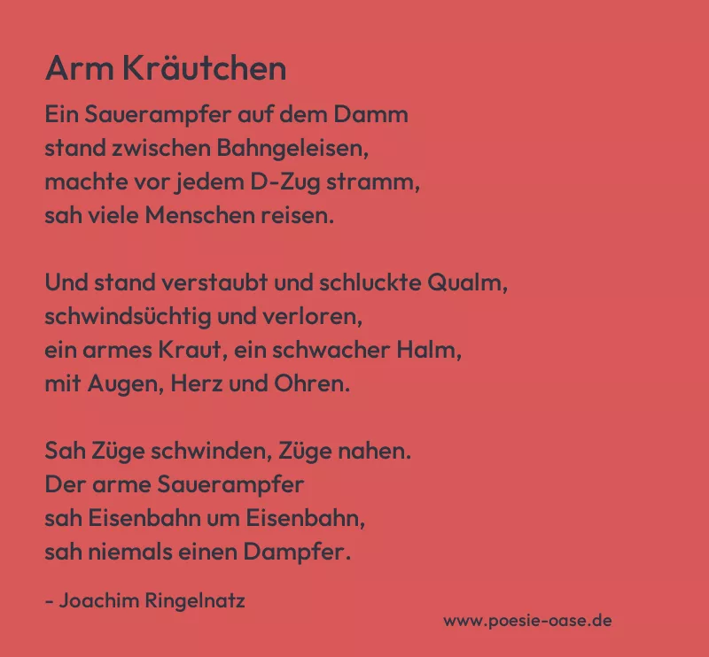 Gedicht: Arm Kräutchen von Joachim Ringelnatz