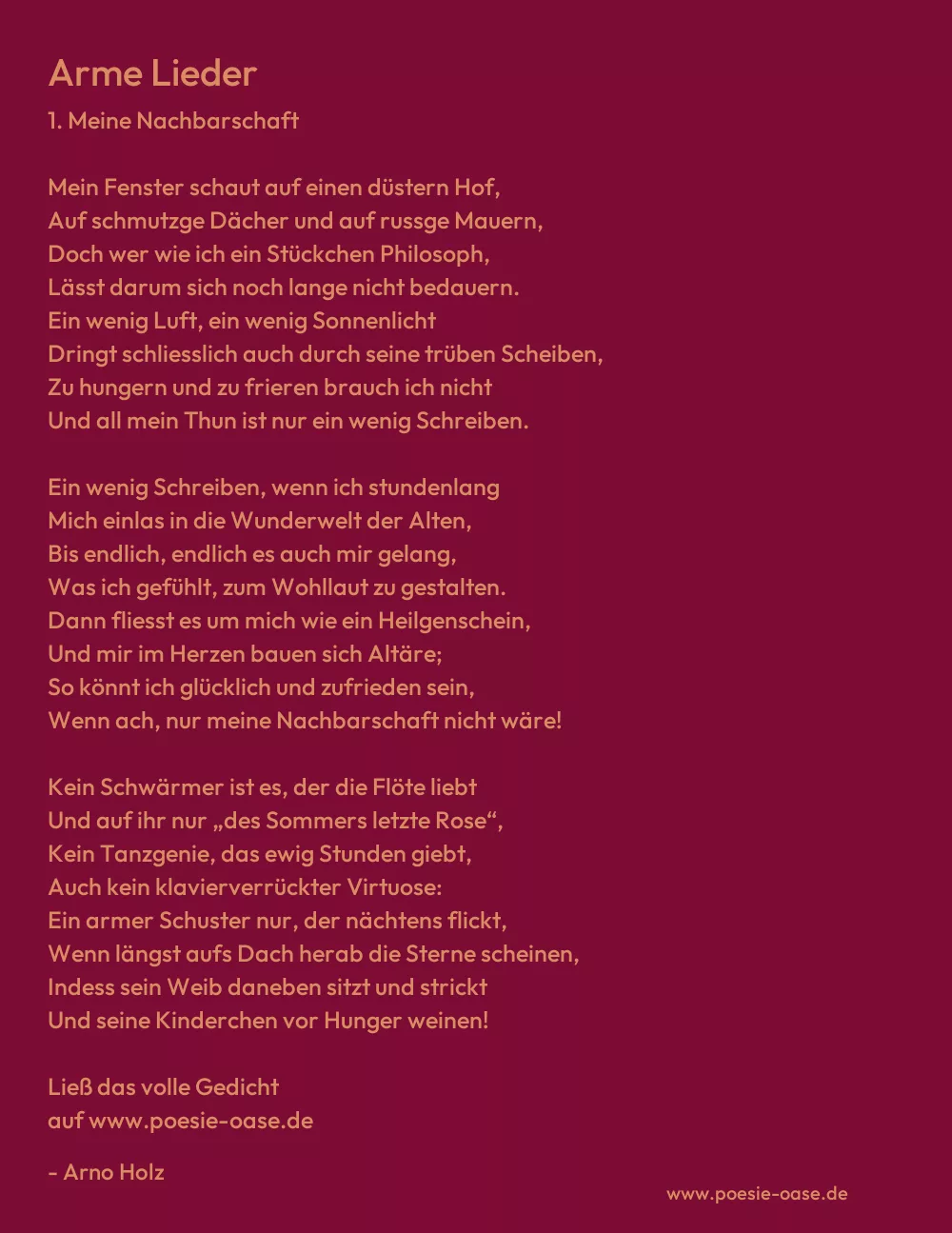 Gedicht: Arme Lieder von Arno Holz