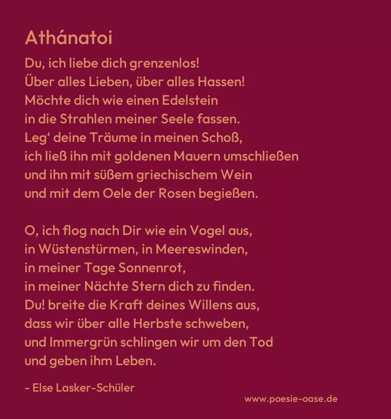 Gedicht: Athánatoi von Else Lasker-Schüler