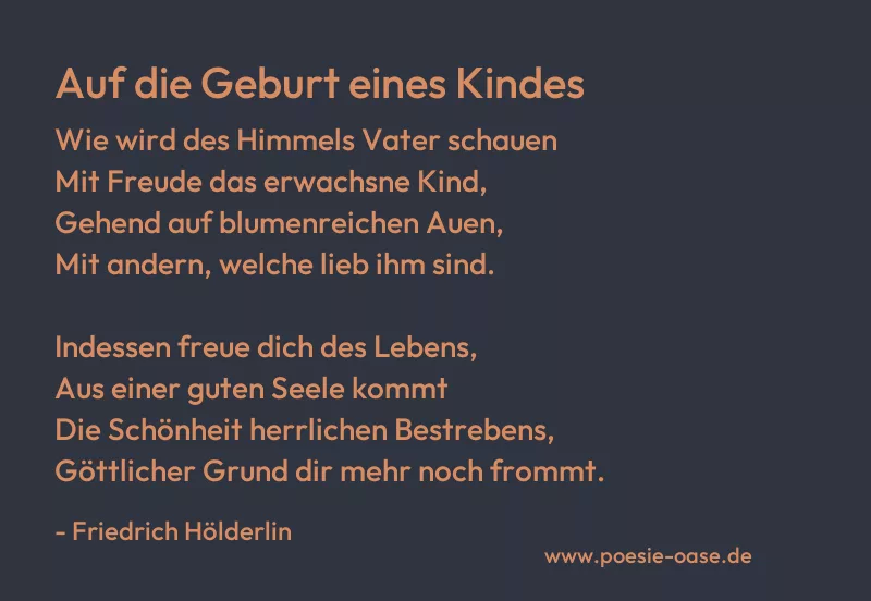 Gedicht: Auf die Geburt eines Kindes von Friedrich Hölderlin