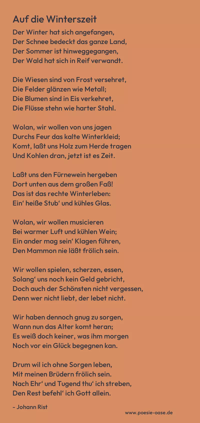 Gedicht: Auf die Winterszeit von Johann Rist