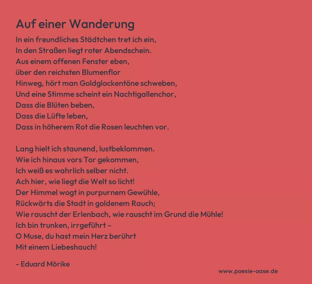 Gedicht: Auf einer Wanderung von Eduard Mörike