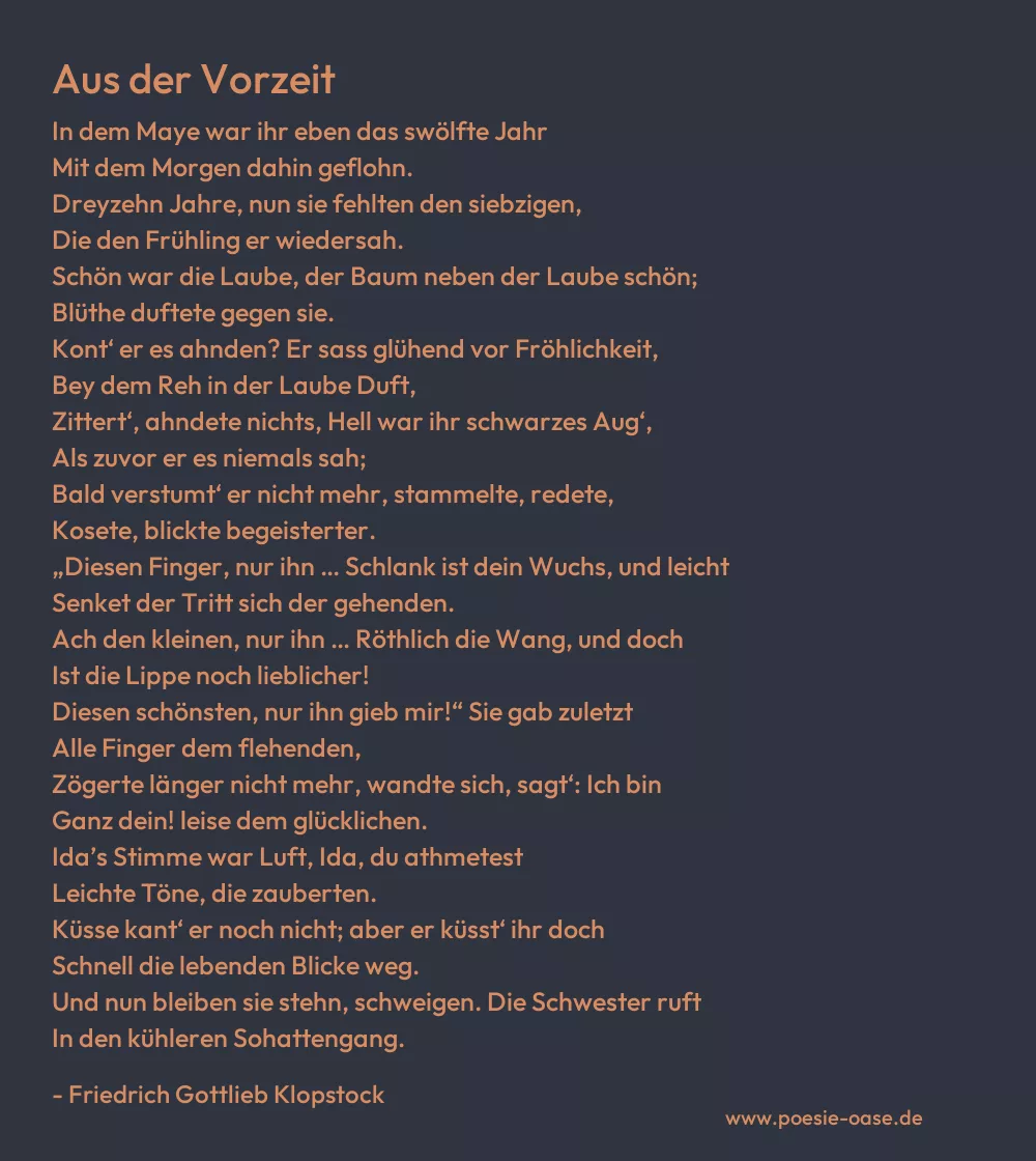 Gedicht: Aus der Vorzeit von Friedrich Gottlieb Klopstock