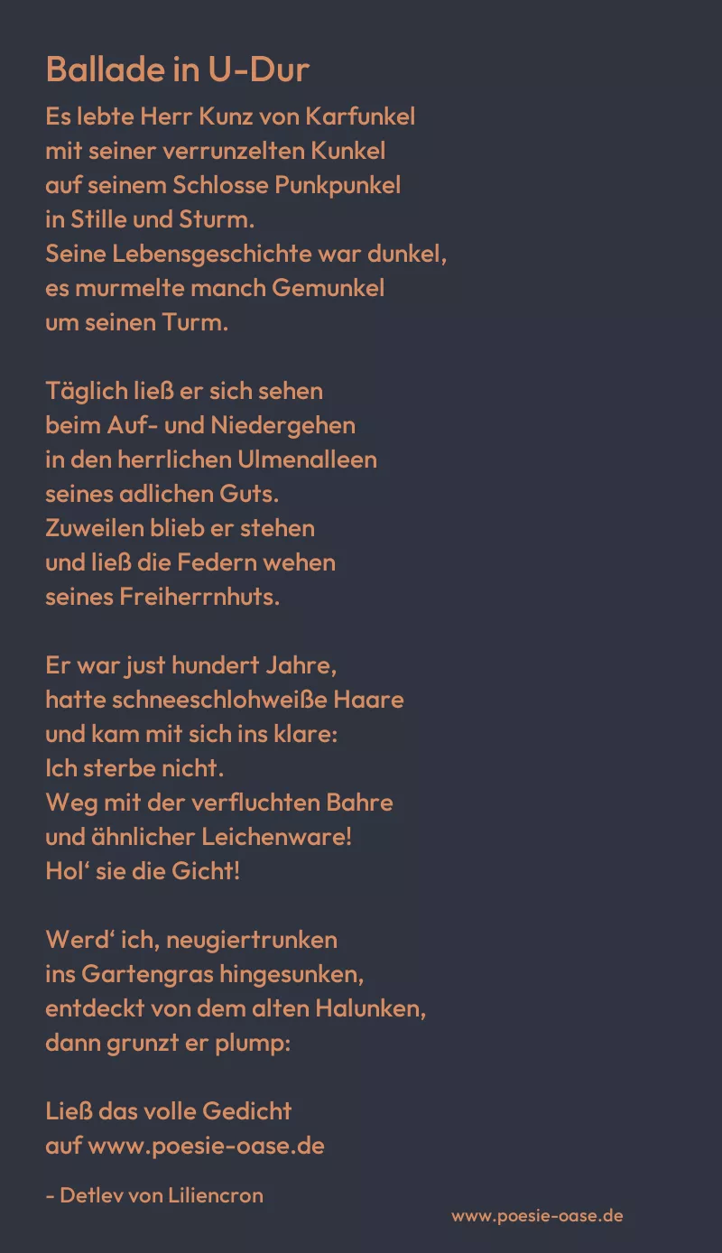 Gedicht: Ballade in U-Dur von Detlev von Liliencron