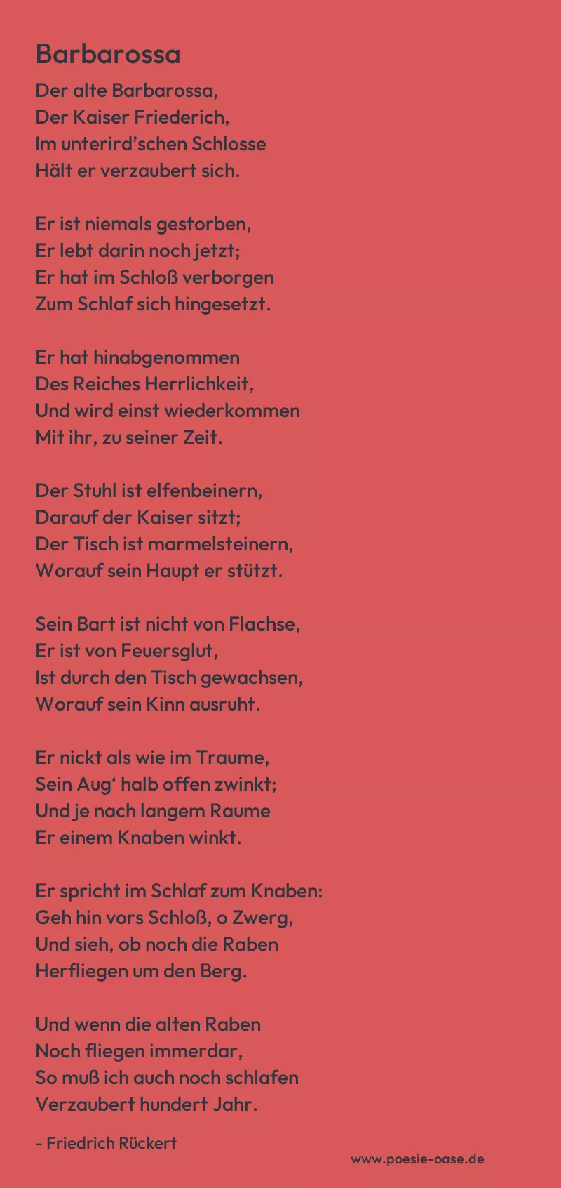 Gedicht: Barbarossa von Friedrich Rückert