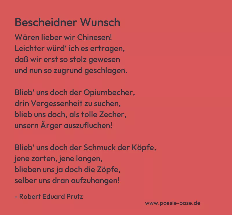 Gedicht: Bescheidner Wunsch von Robert Eduard Prutz