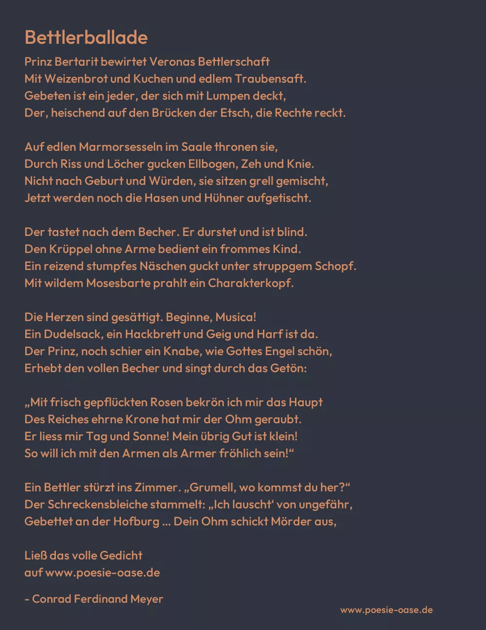 Gedicht: Bettlerballade von Conrad Ferdinand Meyer