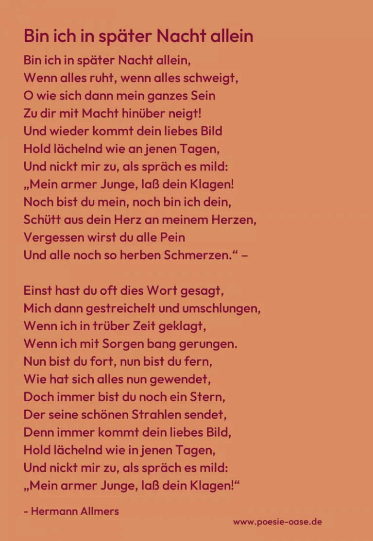 Bin ich in später Nacht allein