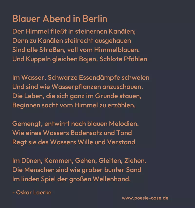 Gedicht: Blauer Abend in Berlin von Oskar Loerke