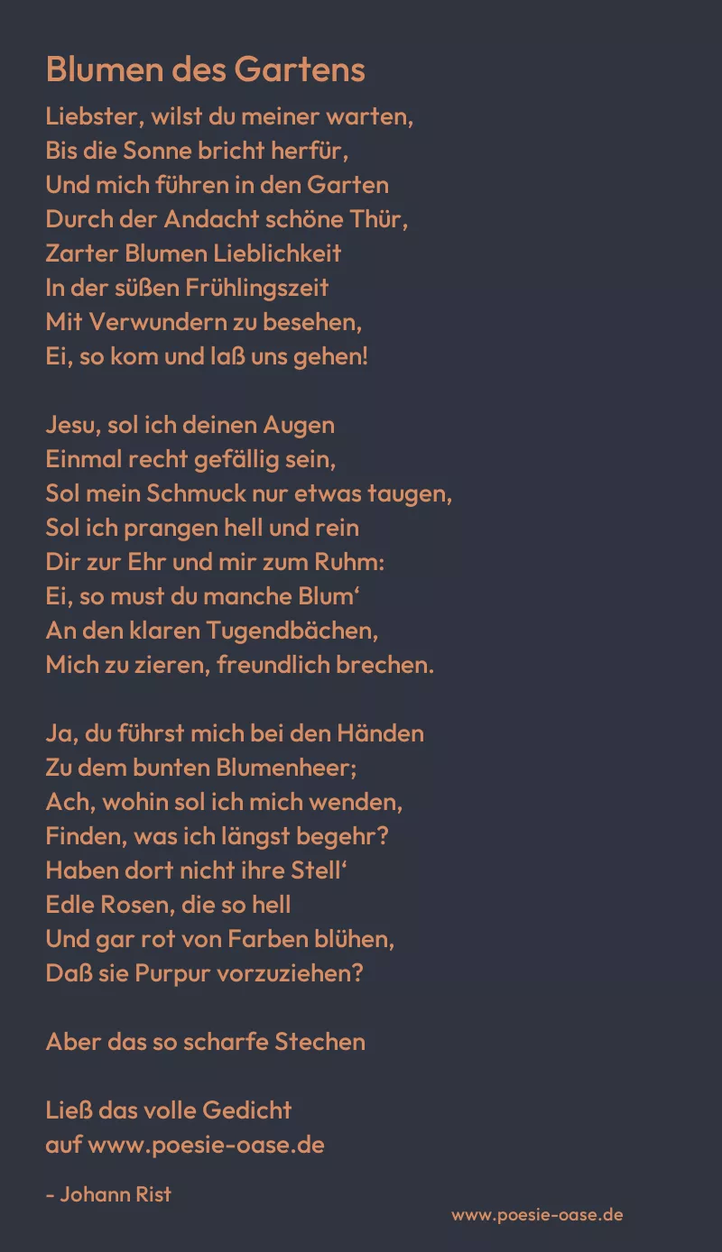 Gedicht: Blumen des Gartens von Johann Rist