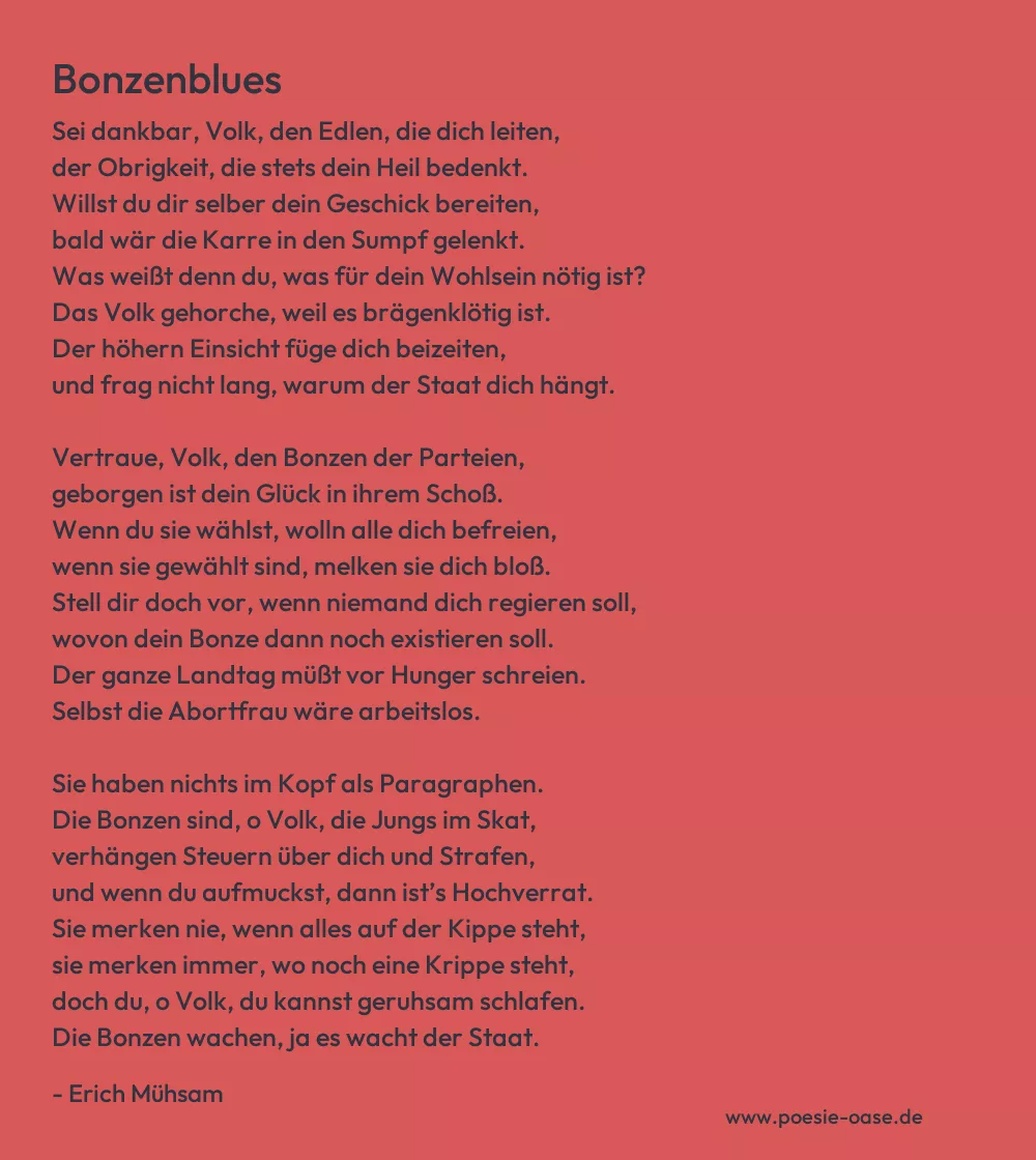 Gedicht: Bonzenblues von Erich Mühsam