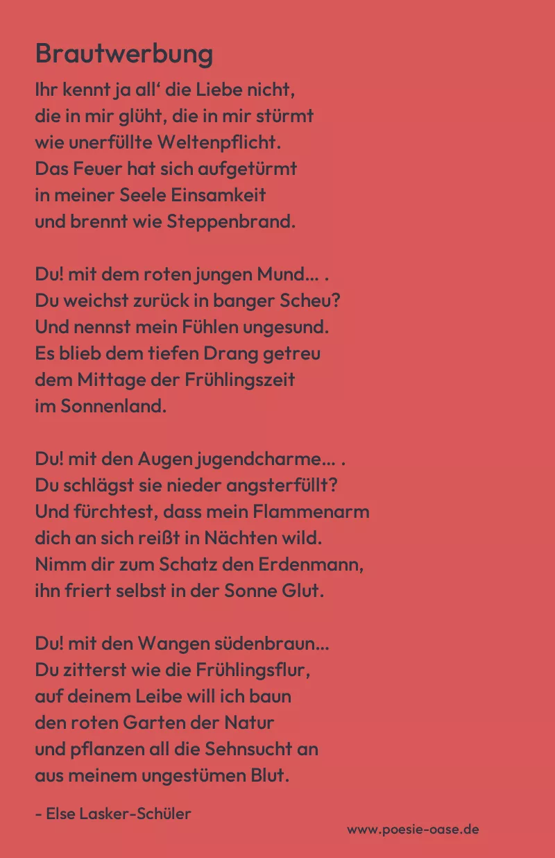Gedicht: Brautwerbung von Else Lasker-Schüler