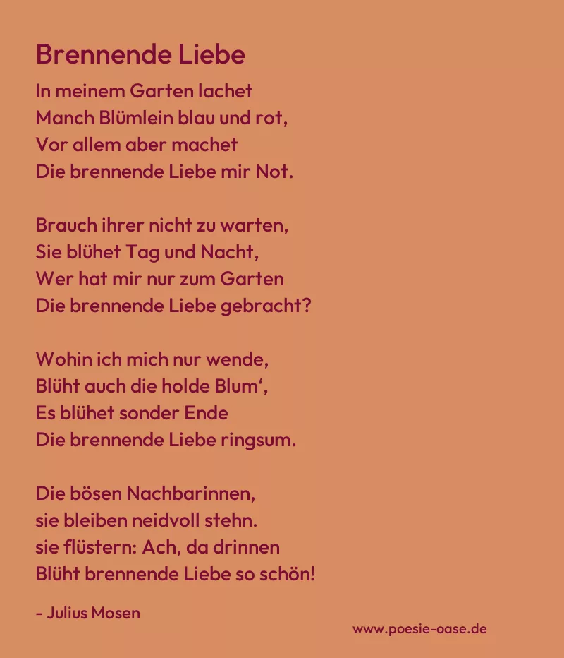 Gedicht: Brennende Liebe von Julius Mosen