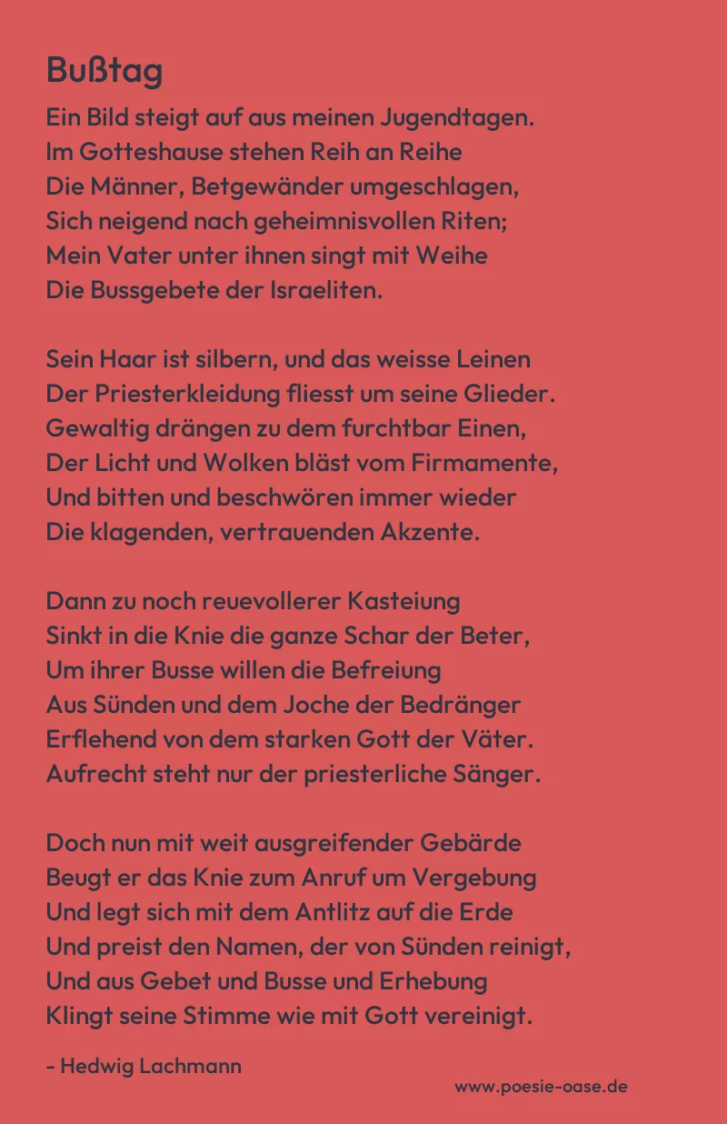 Gedicht: Bußtag von Hedwig Lachmann