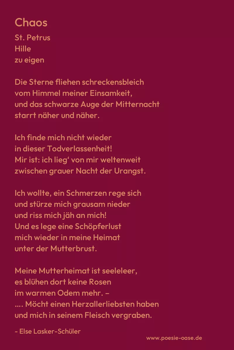 Gedicht: Chaos von Else Lasker-Schüler