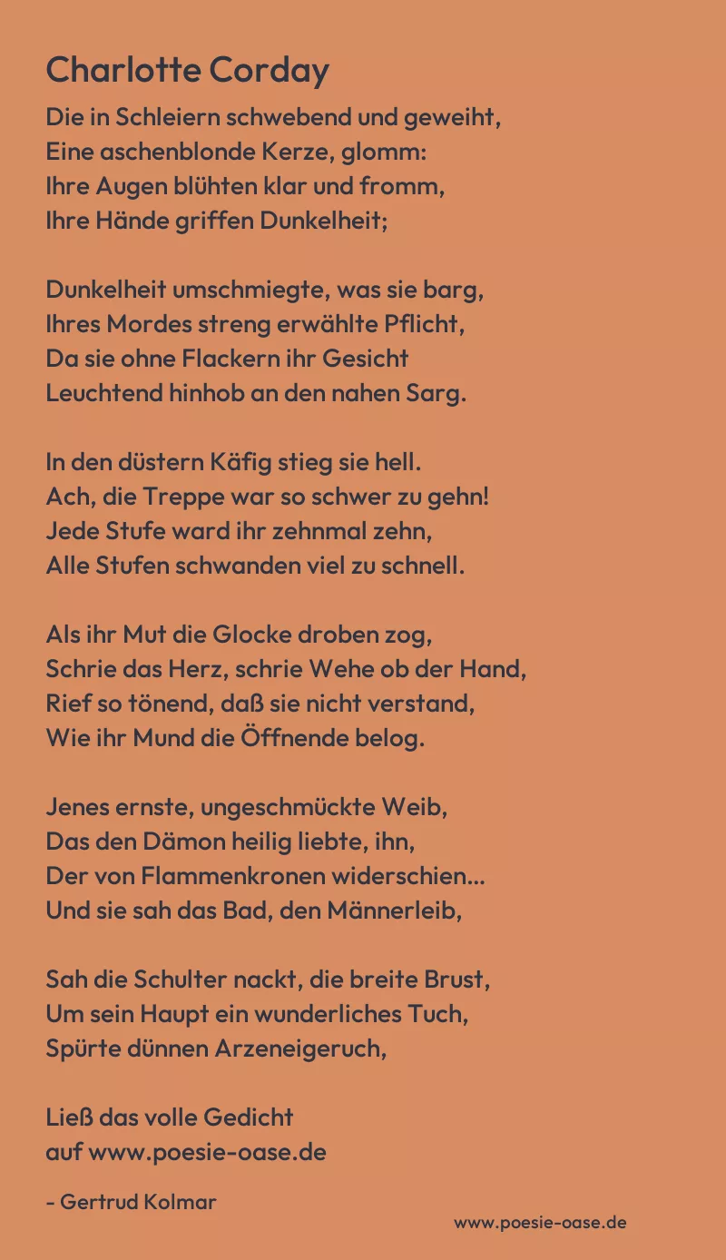Gedicht: Charlotte Corday von Gertrud Kolmar