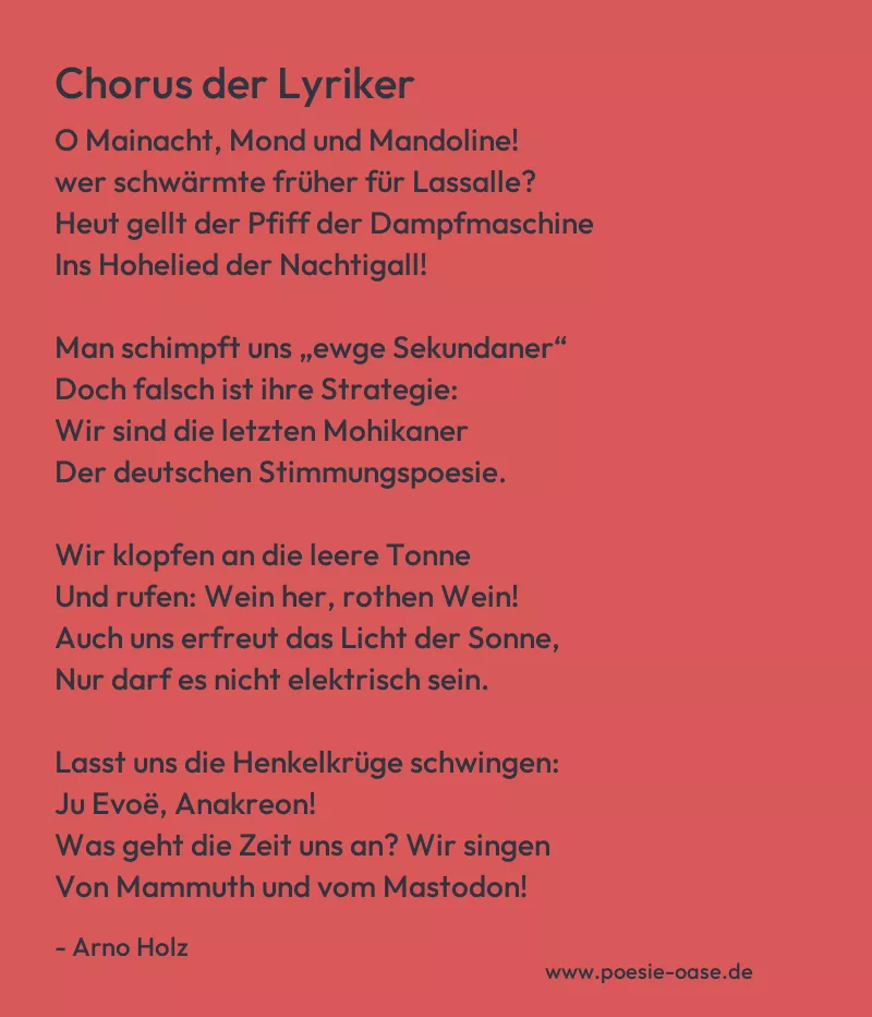 Gedicht: Chorus der Lyriker von Arno Holz
