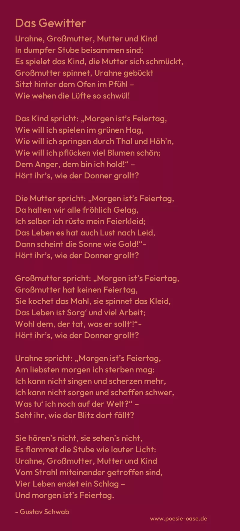 Gedicht: Das Gewitter von Gustav Schwab
