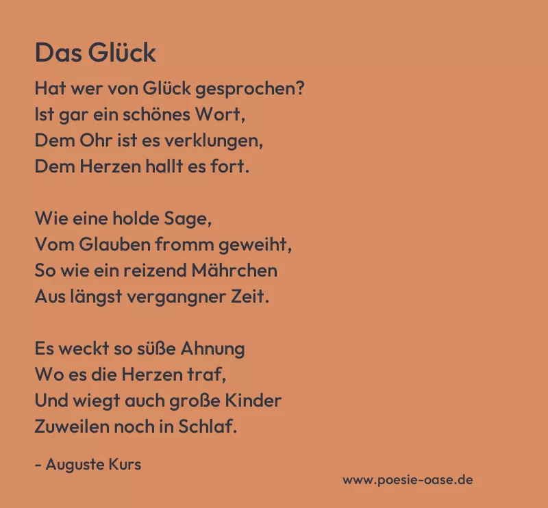 Gedicht: Das Glück von Auguste Kurs
