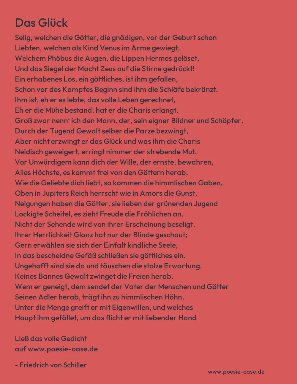 Gedicht: Das Glück von Friedrich von Schiller
