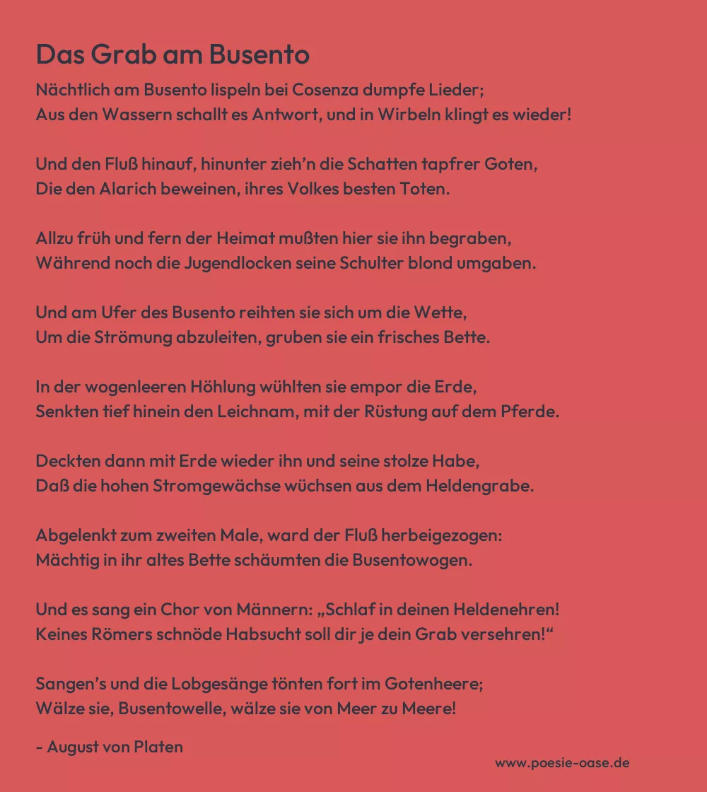 Gedicht: Das Grab am Busento von August von Platen