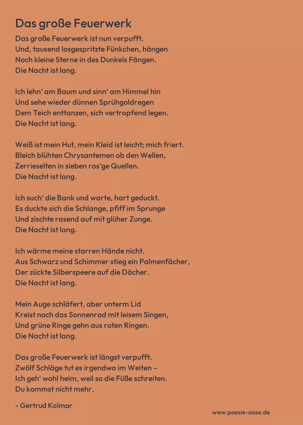 Gedicht: Das große Feuerwerk von Gertrud Kolmar