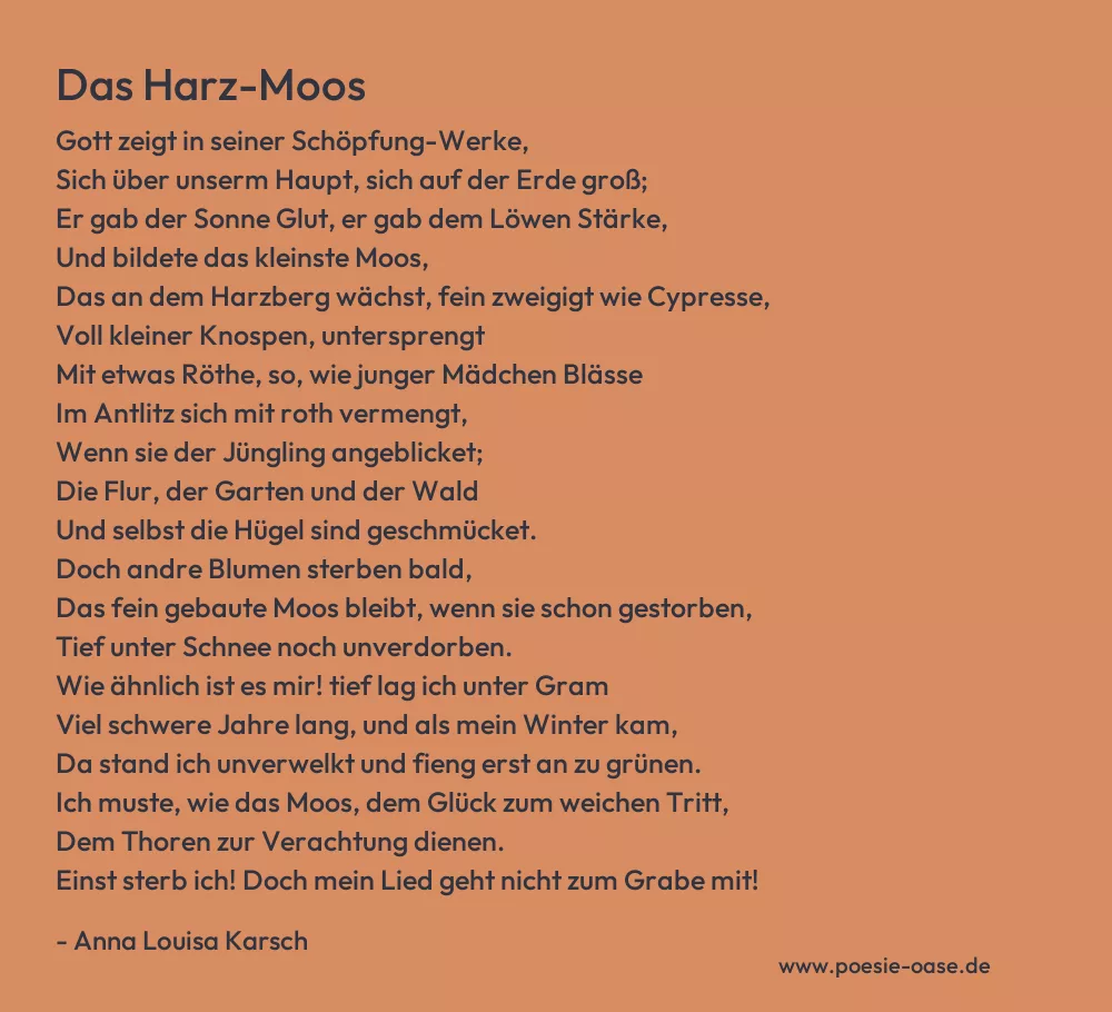 Gedicht: Das Harz-Moos von Anna Louisa Karsch