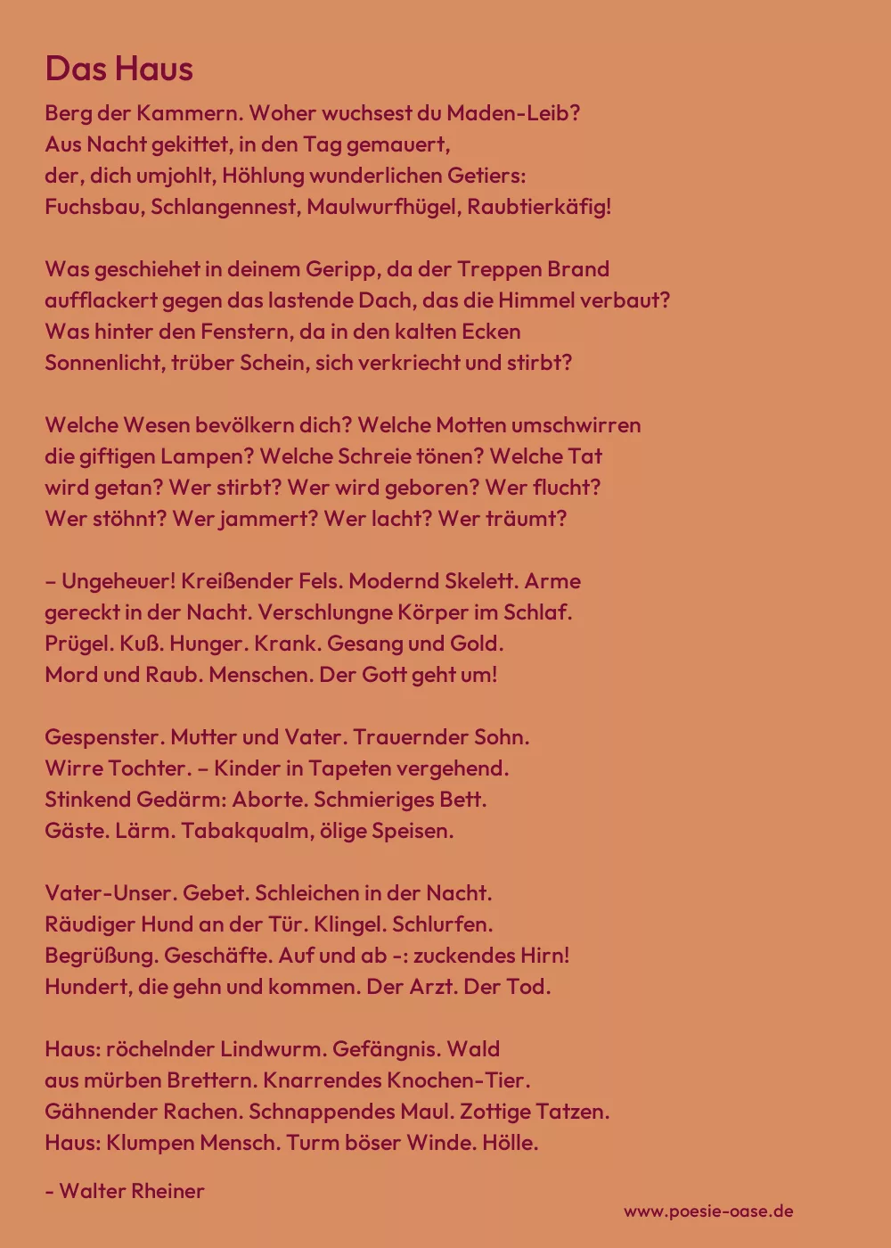 Gedicht: Das Haus von Walter Rheiner