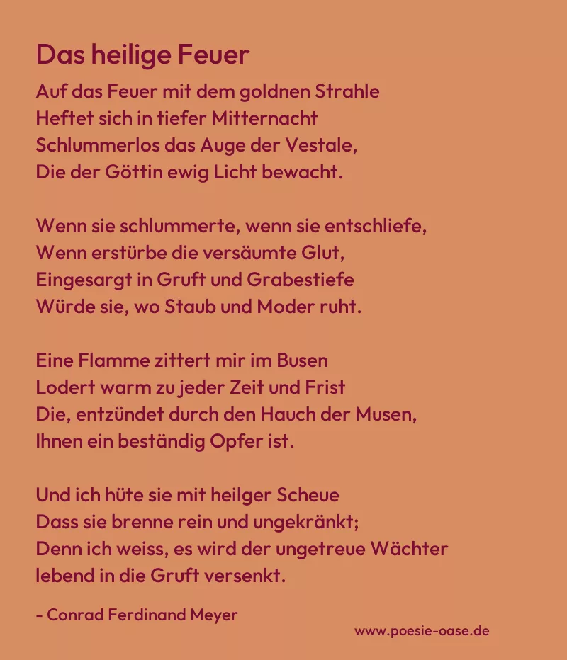 Gedicht: Das heilige Feuer von Conrad Ferdinand Meyer