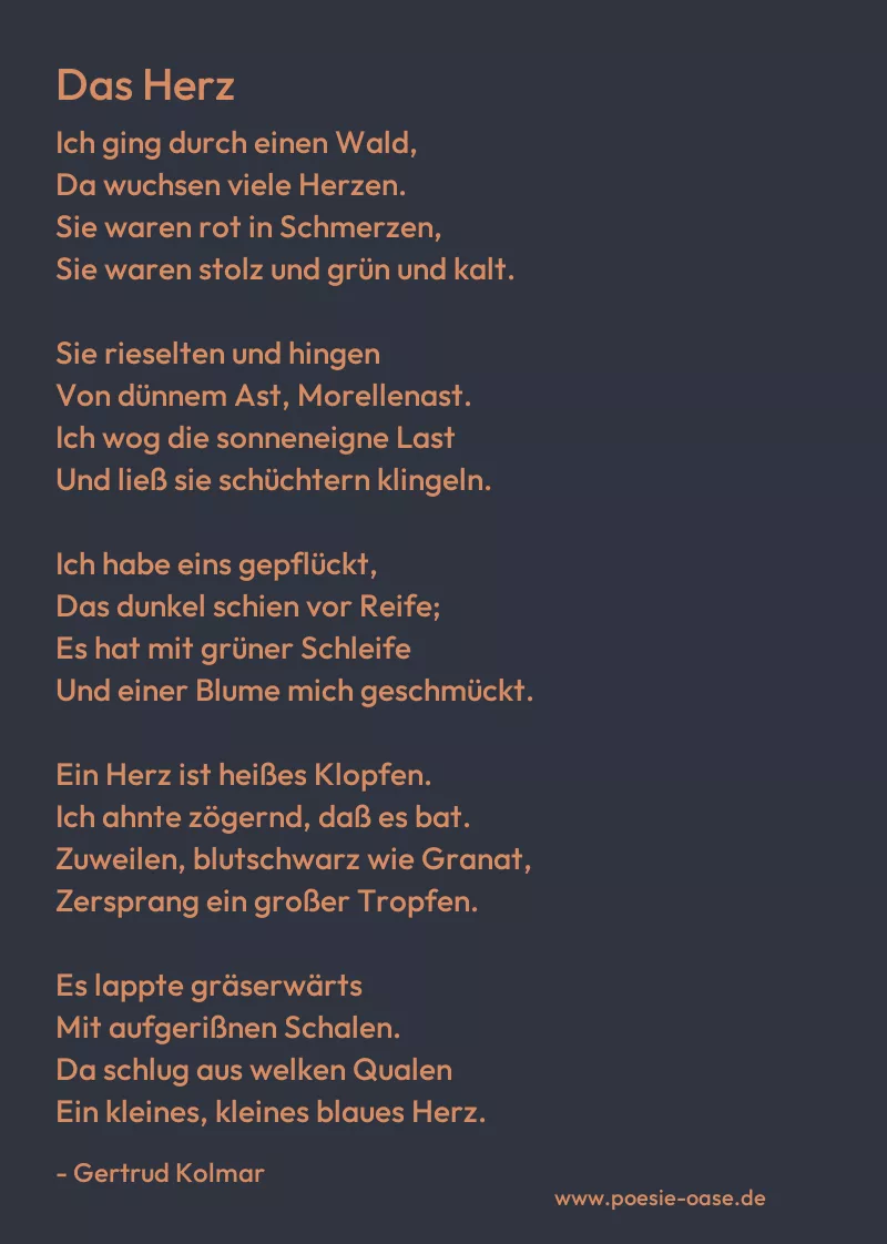 Gedicht: Das Herz von Gertrud Kolmar