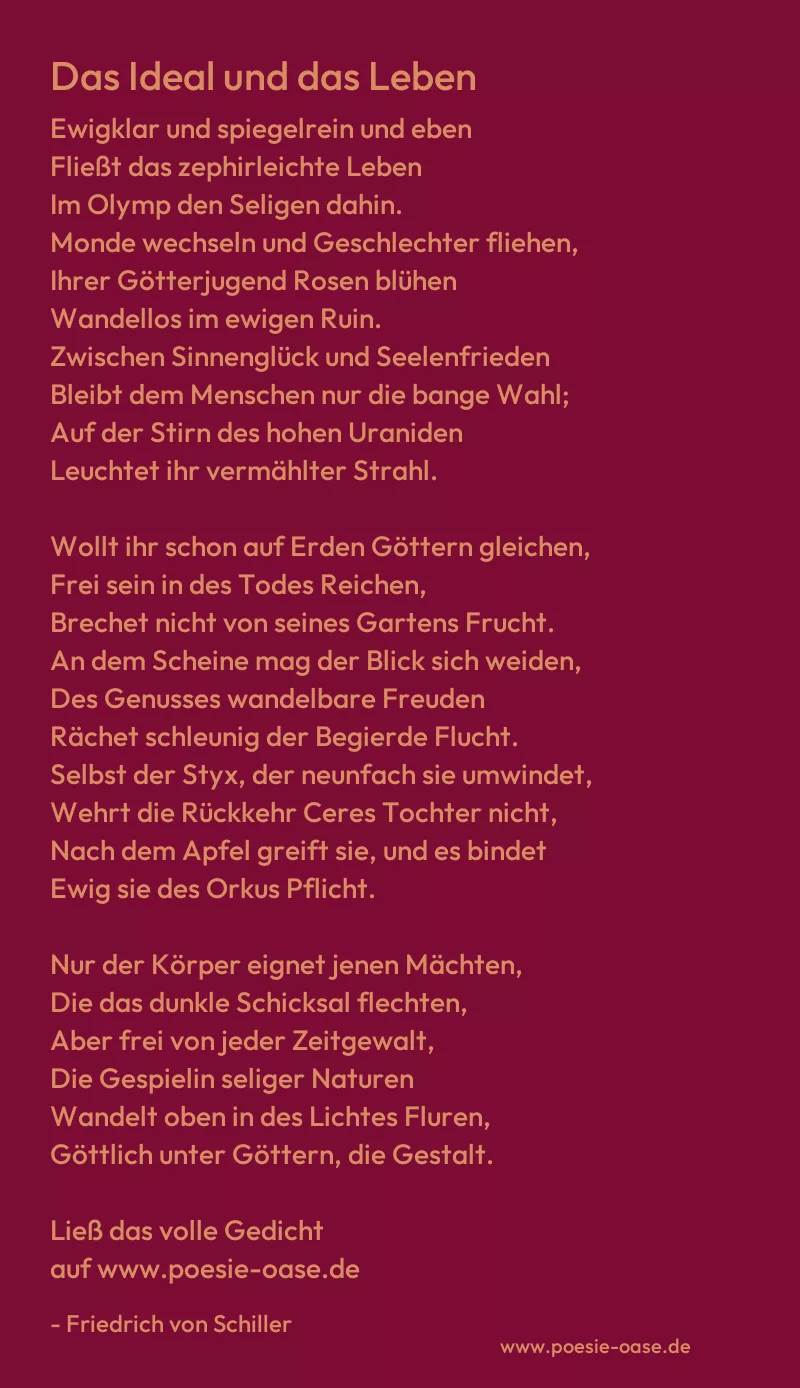 Gedicht: Das Ideal und das Leben von Friedrich von Schiller