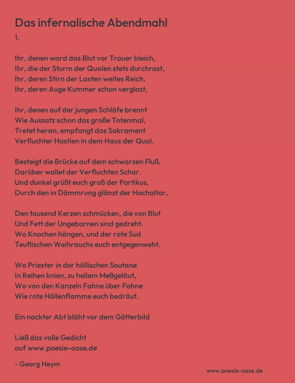Gedicht: Das infernalische Abendmahl von Georg Heym