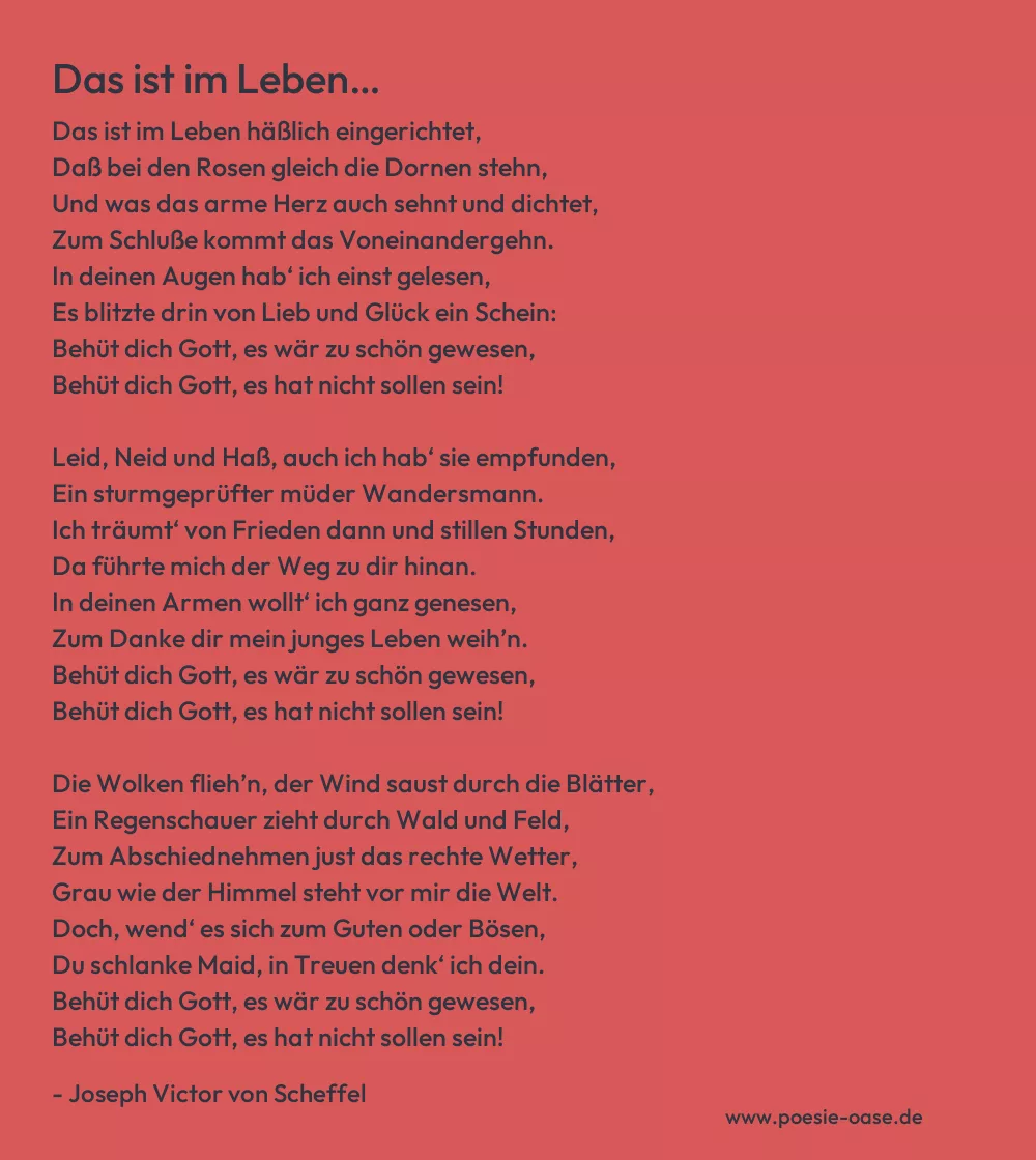 Gedicht: Das ist im Leben… von Joseph Victor von Scheffel
