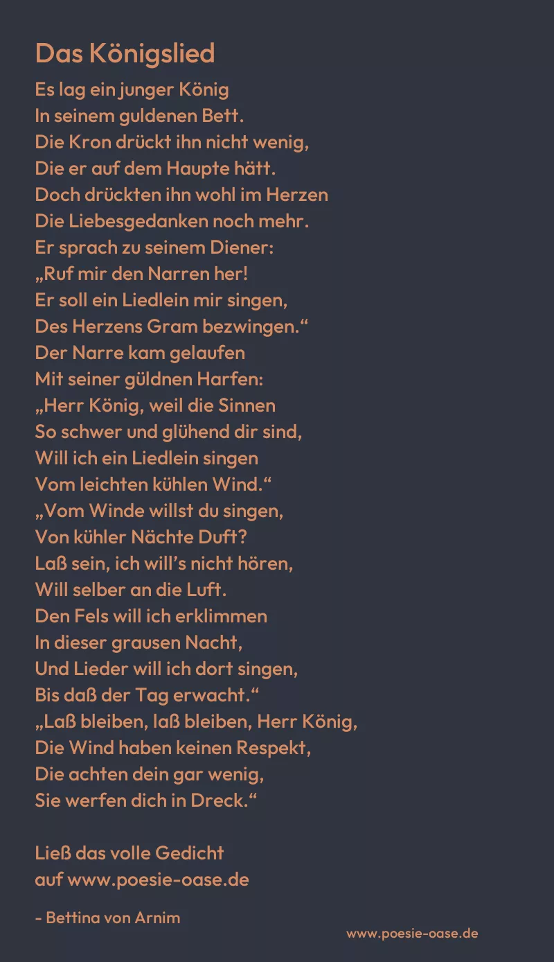 Gedicht: Das Königslied von Bettina von Arnim