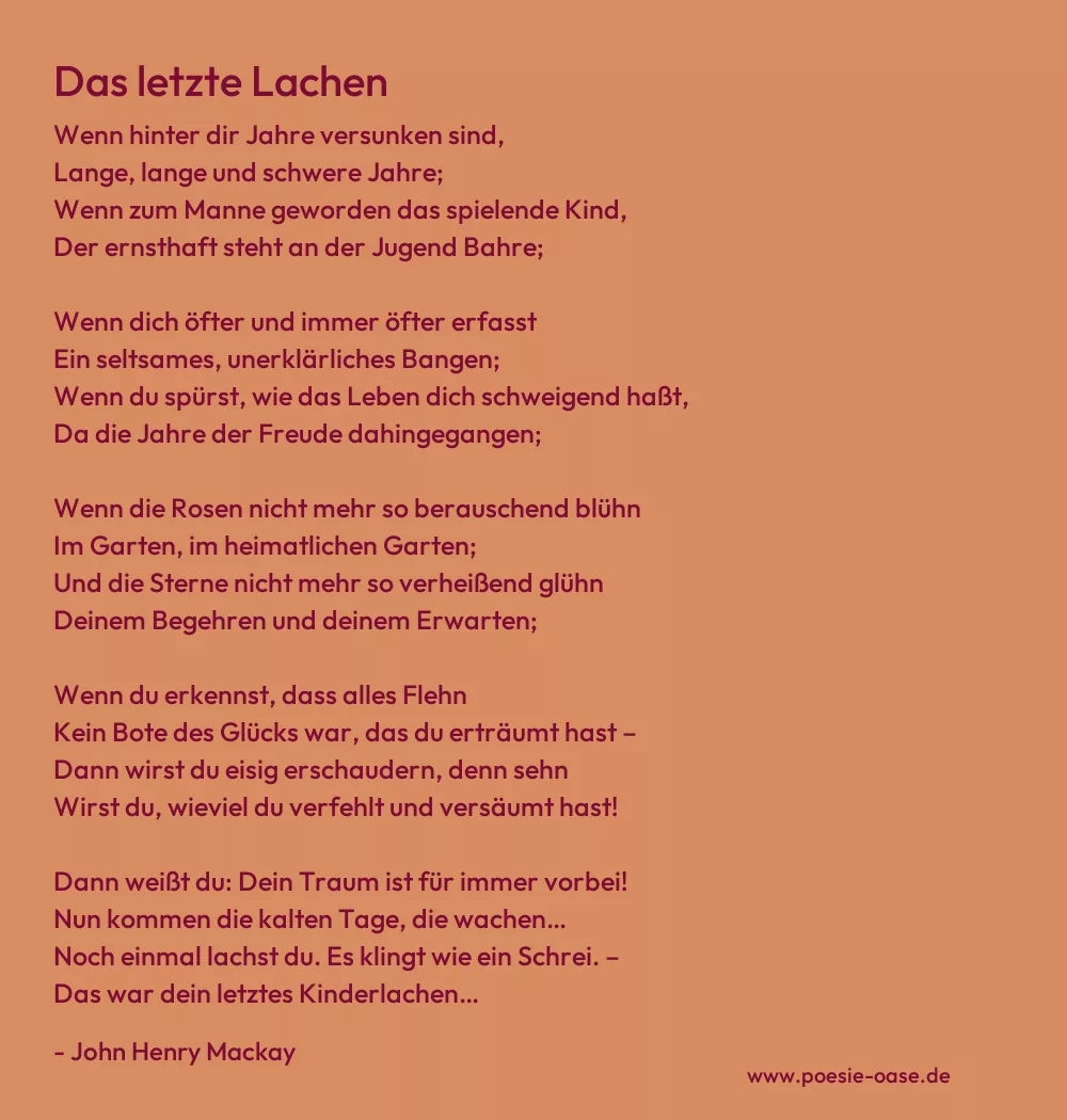 Gedicht: Das letzte Lachen von John Henry Mackay