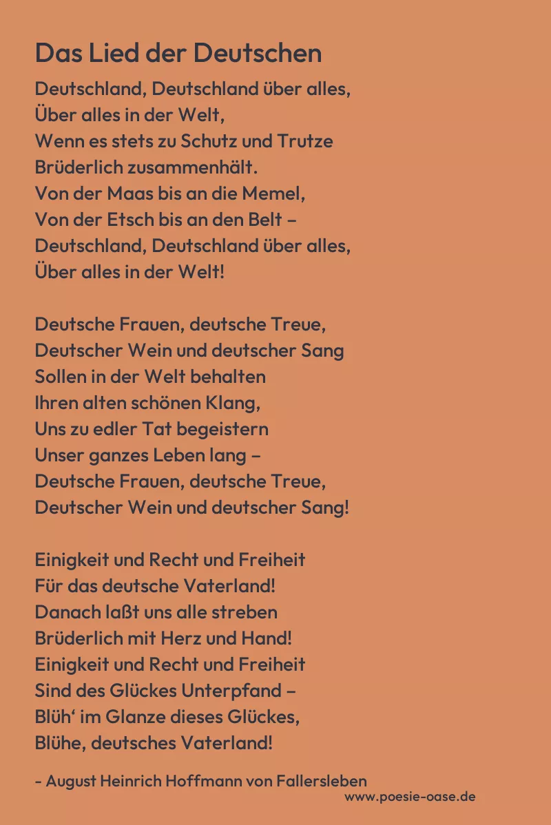 Gedicht: Das Lied der Deutschen von August Heinrich Hoffmann von Fallersleben