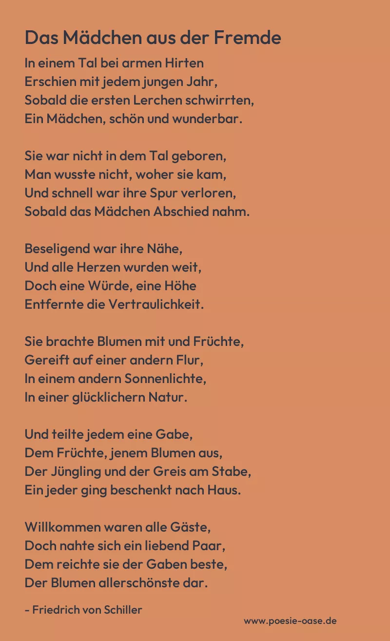 Gedicht: Das Mädchen aus der Fremde von Friedrich von Schiller