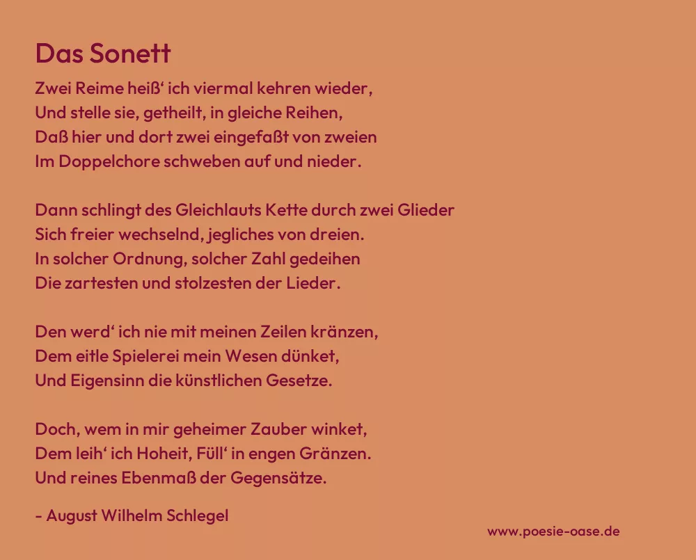 Gedicht: Das Sonett von August Wilhelm Schlegel