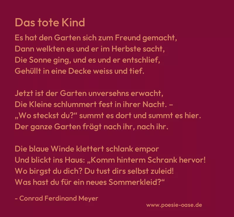 Gedicht: Das tote Kind von Conrad Ferdinand Meyer