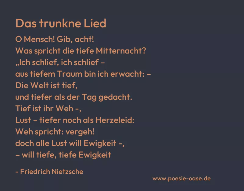Gedicht: Das trunkne Lied von Friedrich Nietzsche
