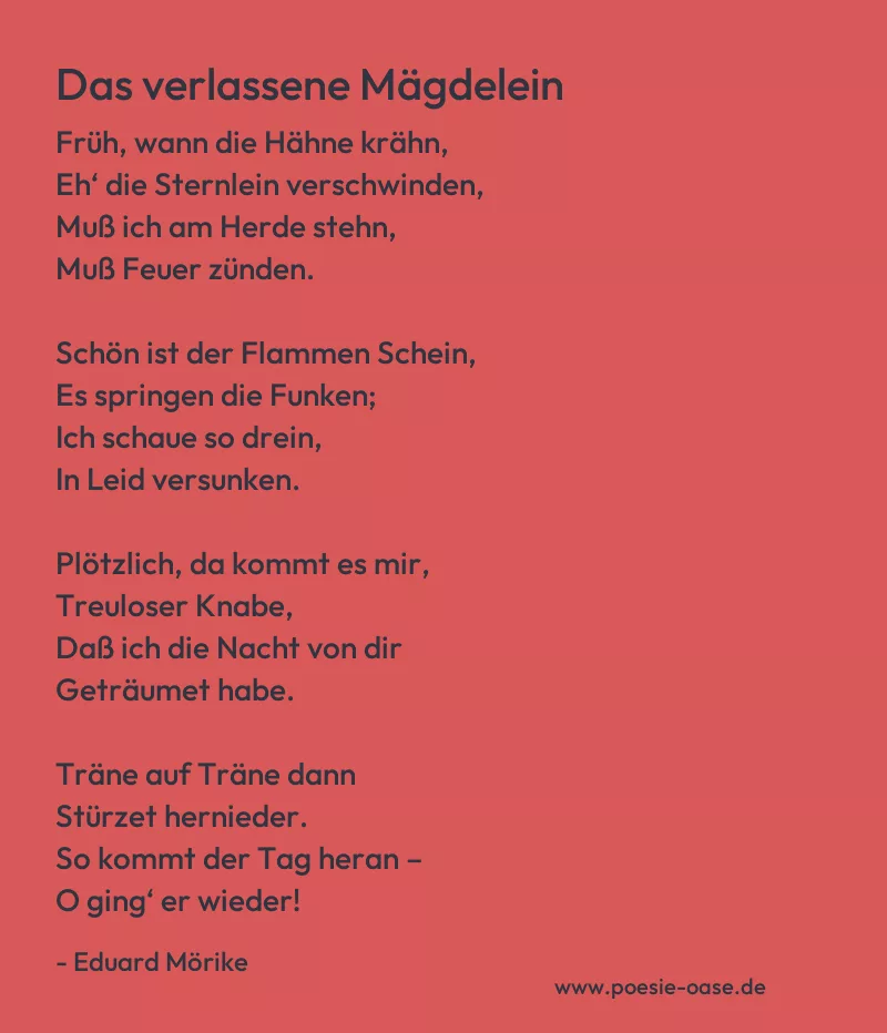 Gedicht: Das verlassene Mägdelein von Eduard Mörike