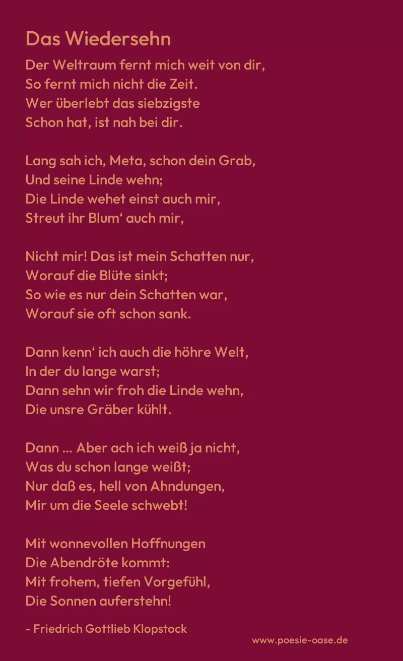 Gedicht: Das Wiedersehn von Friedrich Gottlieb Klopstock