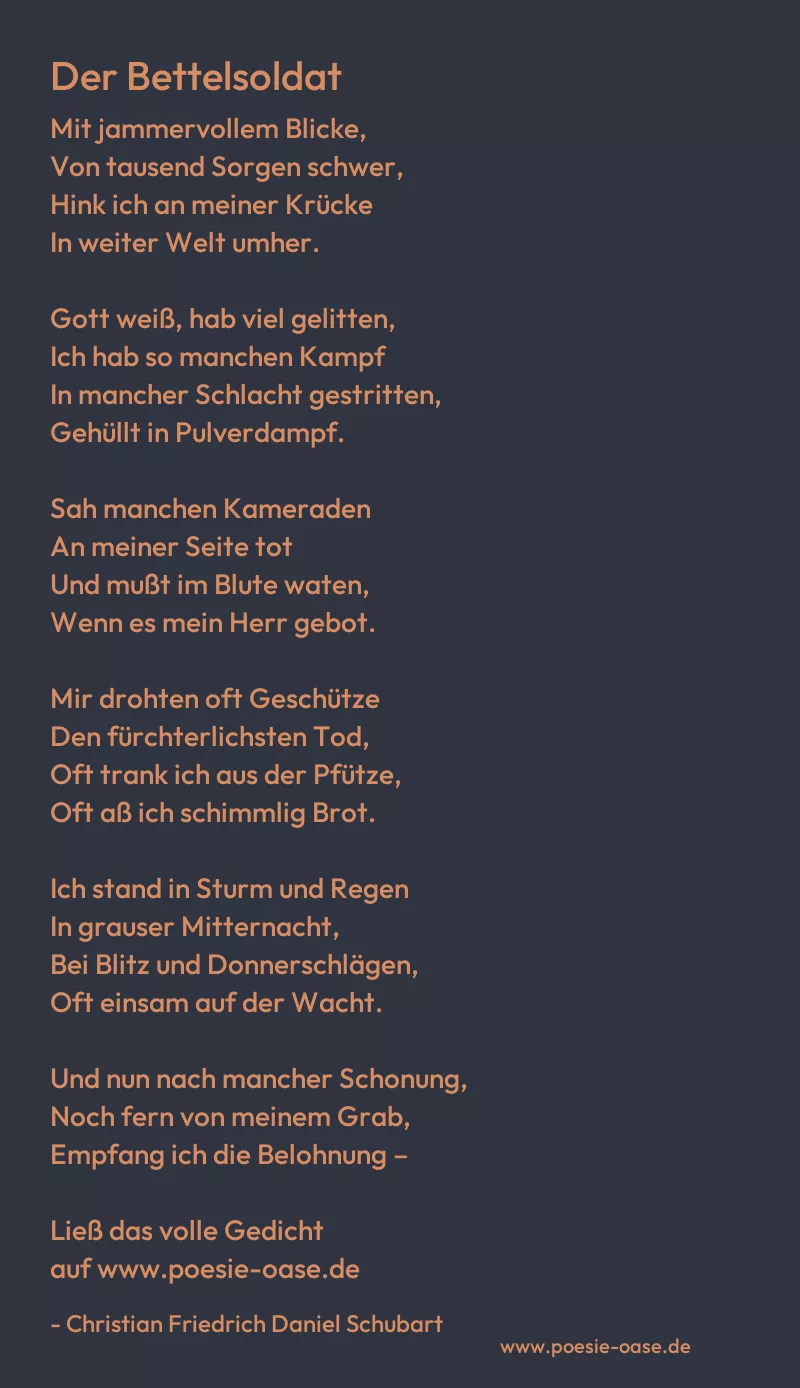 Gedicht: Der Bettelsoldat von Christian Friedrich Daniel Schubart