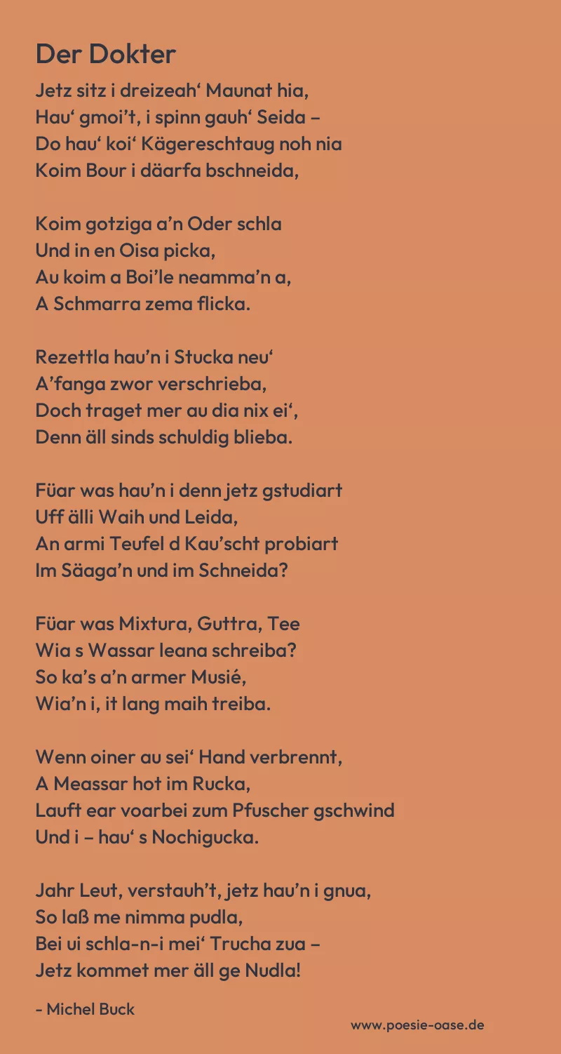 Gedicht: Der Dokter von Michel Buck